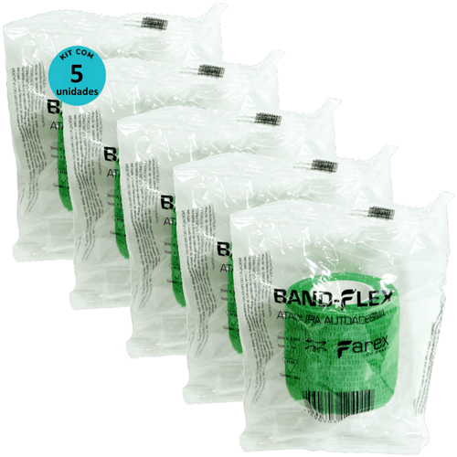 Atadura 5cm Verde Band-Flex Autoadesiva Para Animais Farex Kit com 5